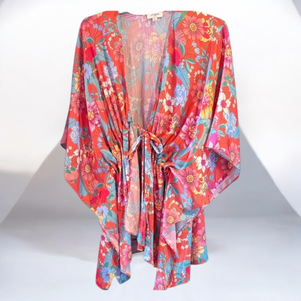 Umgee Floral Kimono in Red and Blue